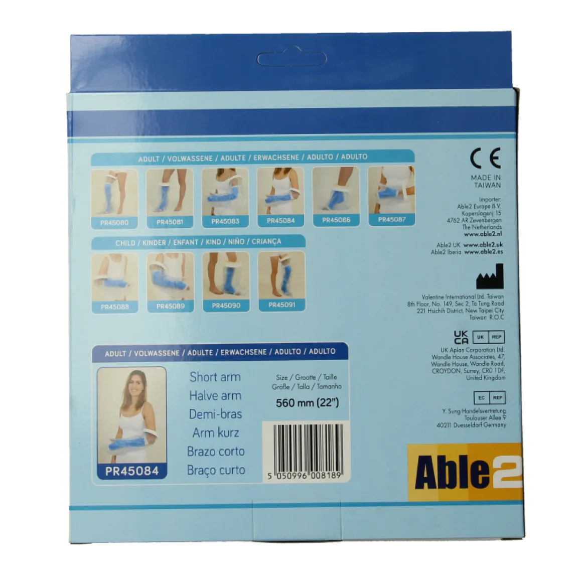 Able 2 Gipshoes halve arm volwassene