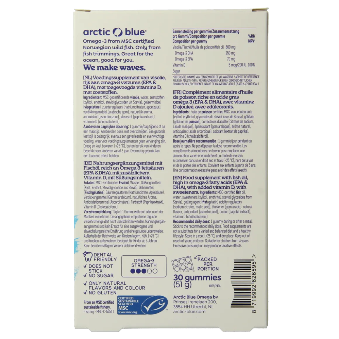 Arctic Blue Omega 3 gummy DHA EPA vitamine D