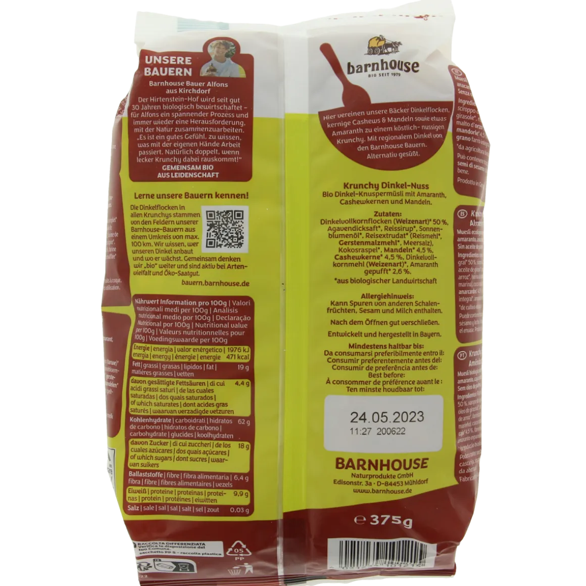 Barnhouse Krunchy amaranth spelt amandel bio