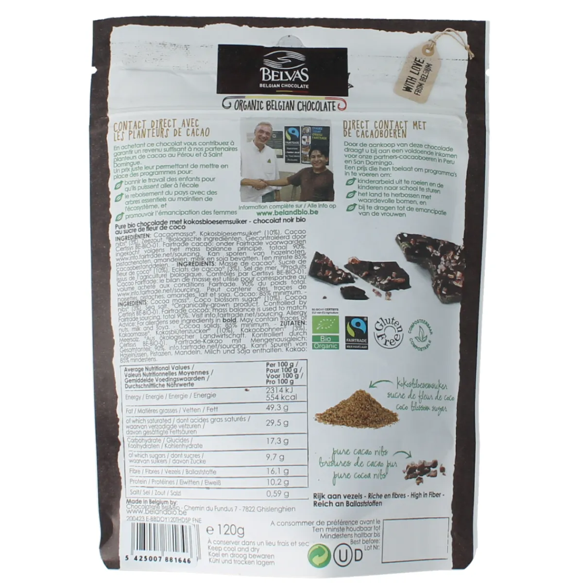 Outlet Belvas Thins dark 85% met kokosbloesemsuiker bio