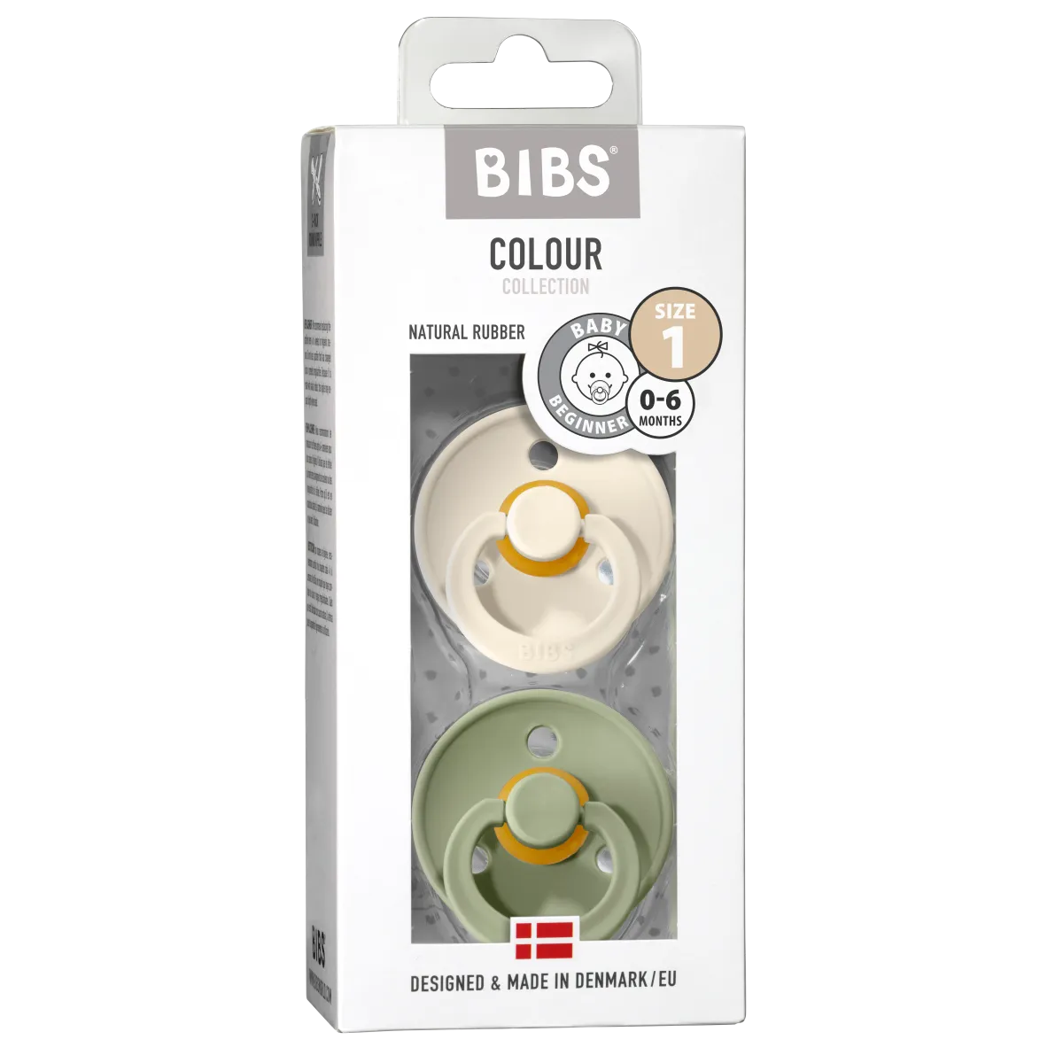 New Bibs Fopspeen maat 1 ivory/sage 2 pack