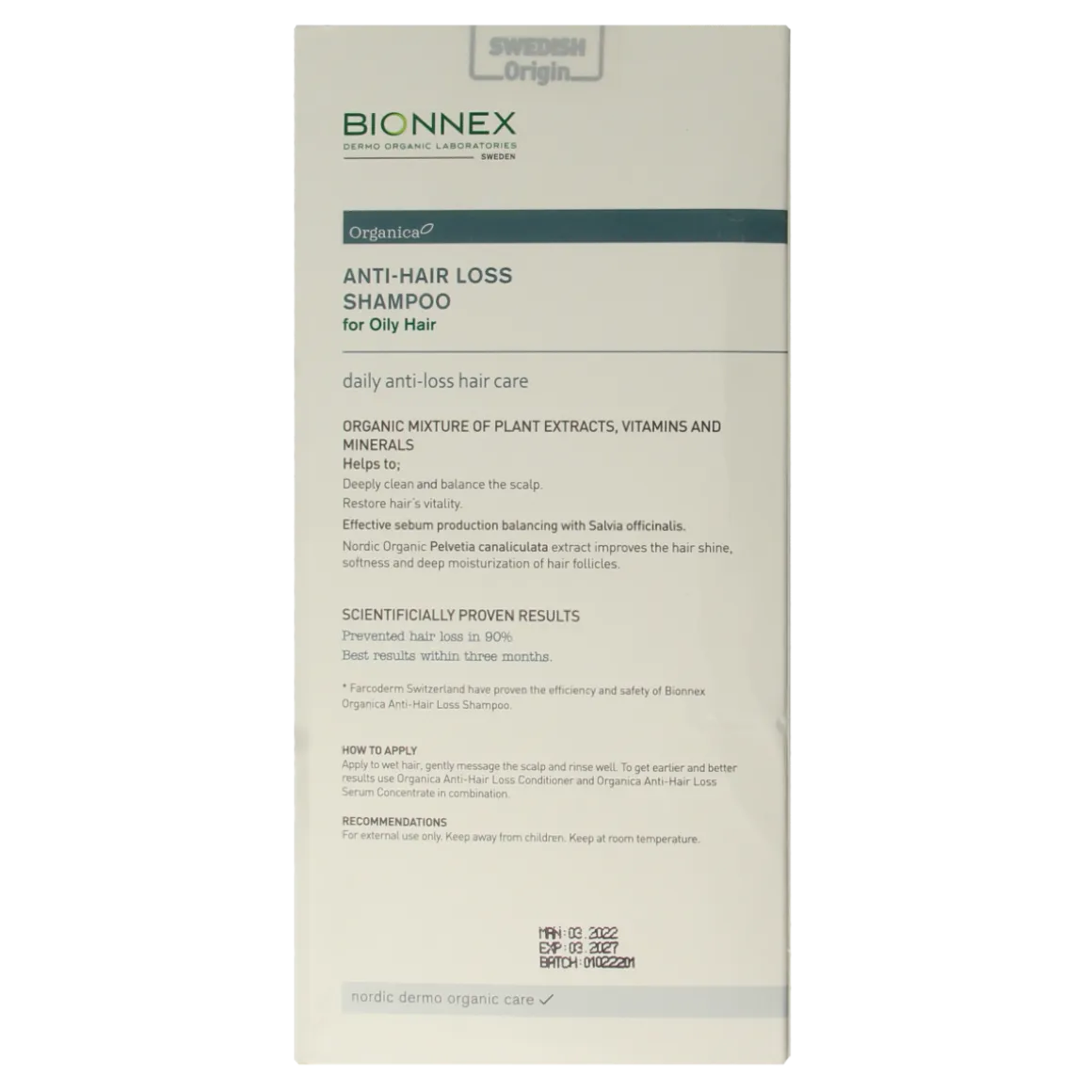Bionnex Shampoo anti hair loss for oily hair