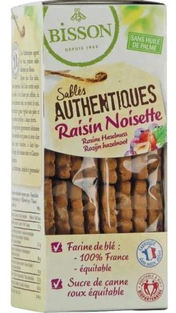 Bisson Authentieke zandkoekjes met hazelnoot/rozijnen bio