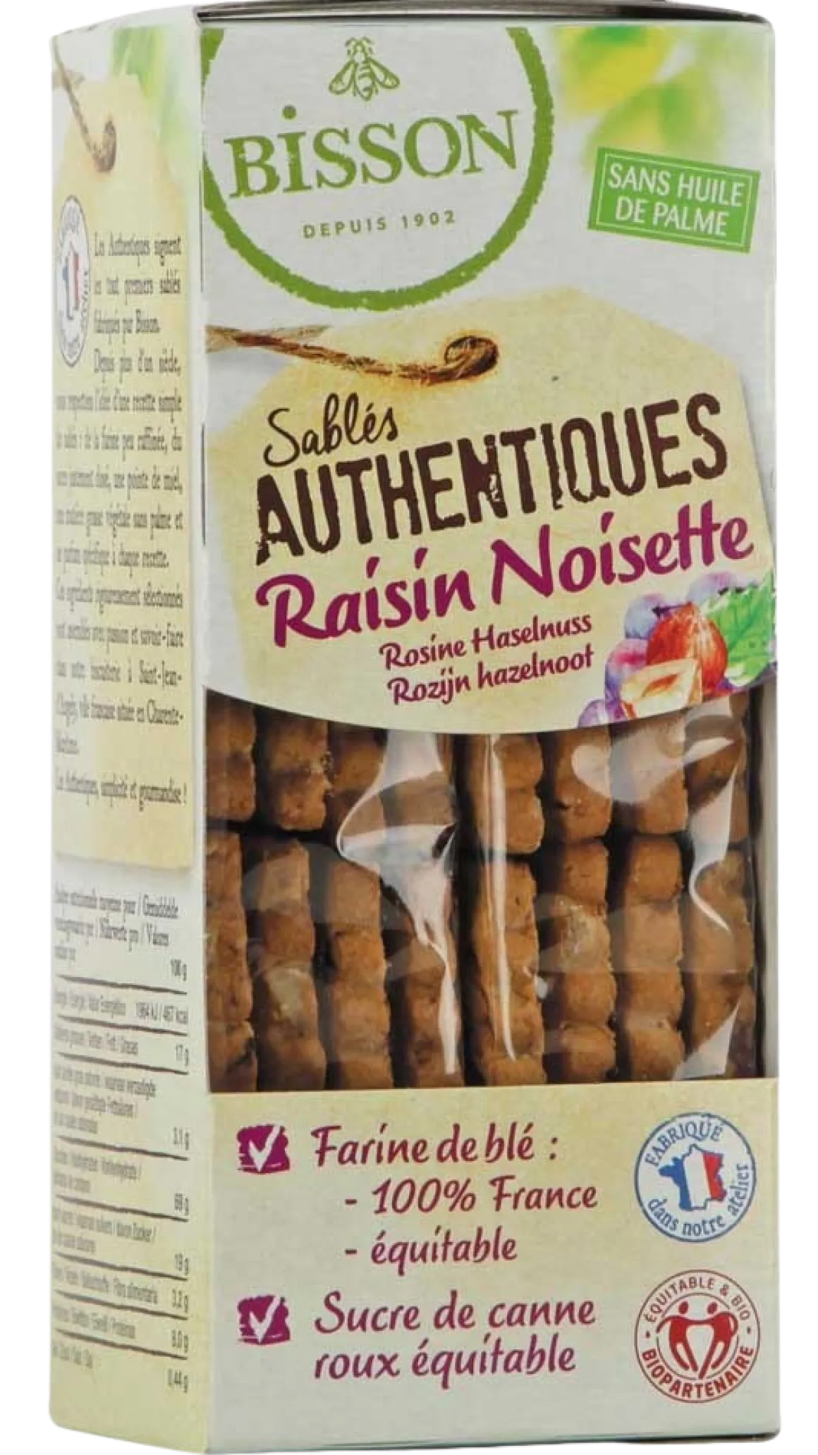 Bisson Authentieke zandkoekjes met hazelnoot/rozijnen bio