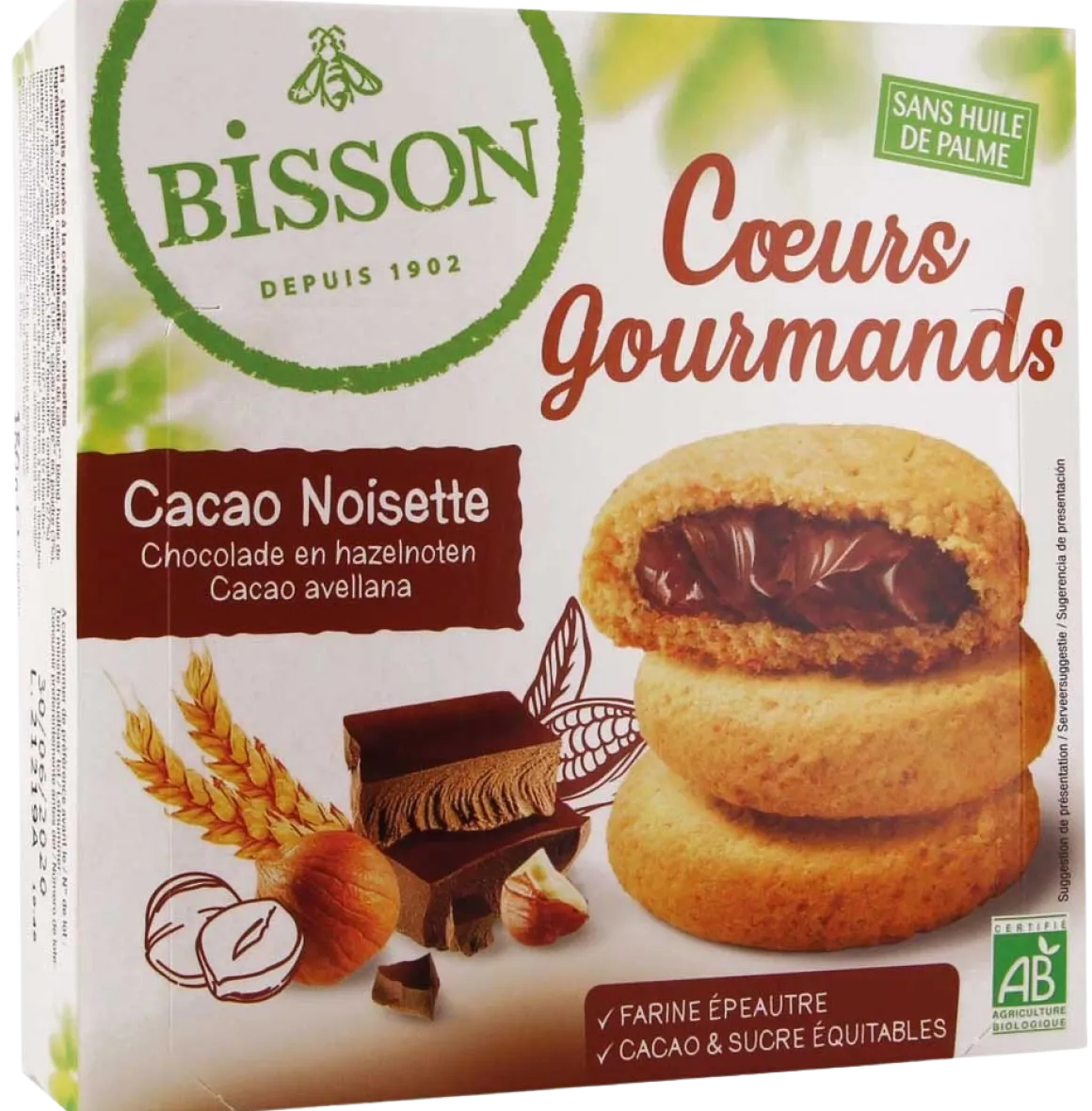 Bisson Gevulde koekjes hazelnoot choco bio