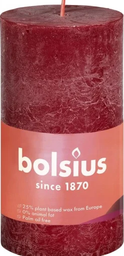 Sale Bolsius Rustiekkaars shine 100/50 velvet red