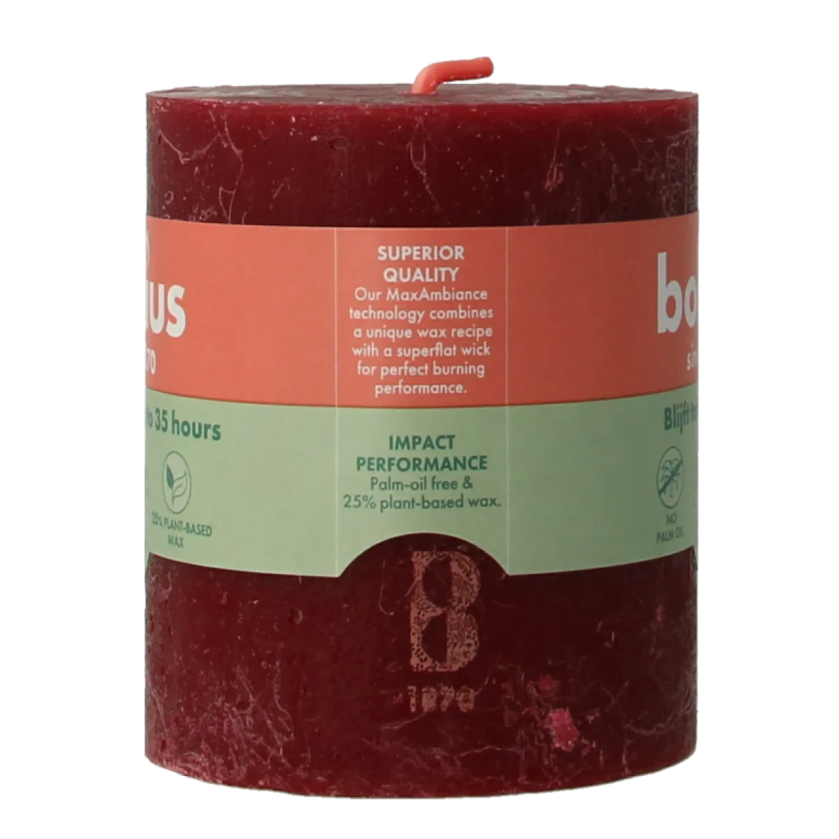 Hot Bolsius Rustiekkaars shine 80/68 velvet red