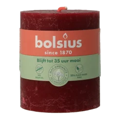 Hot Bolsius Rustiekkaars shine 80/68 velvet red