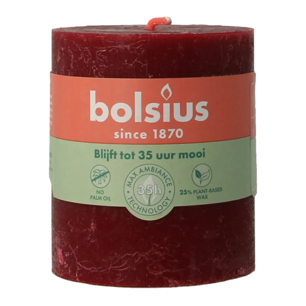 Hot Bolsius Rustiekkaars shine 80/68 velvet red