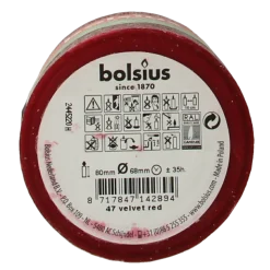 Hot Bolsius Rustiekkaars shine 80/68 velvet red