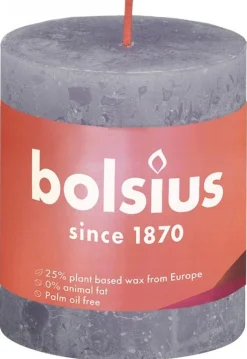 Bolsius Rustiek stompkaars shine 80/68 frosted lavender