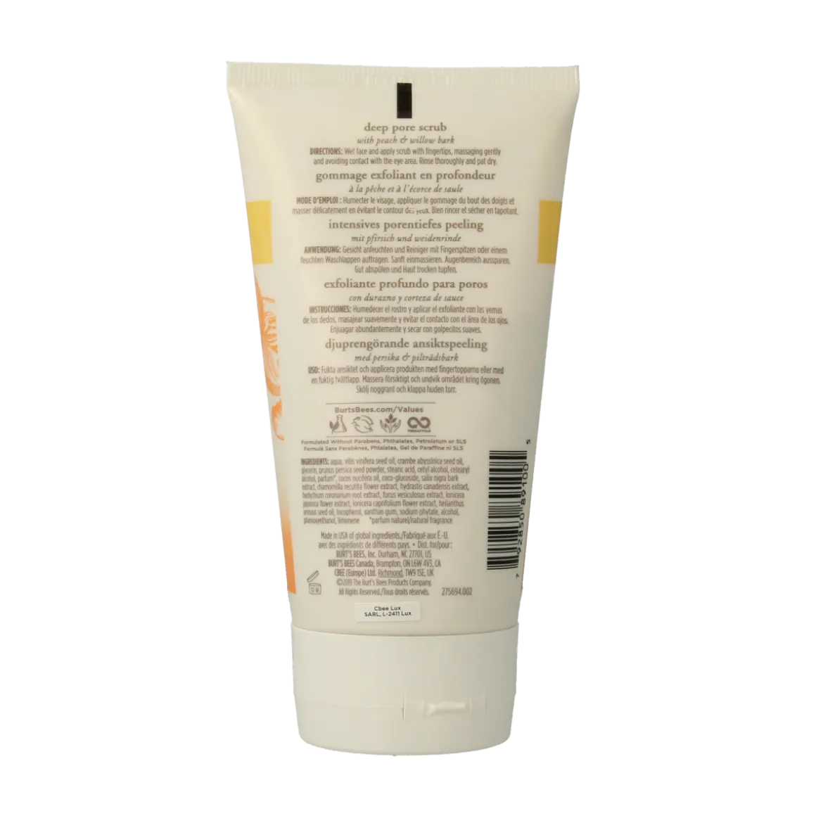 Burt's Bees Gezichtscrub peach & willowbark