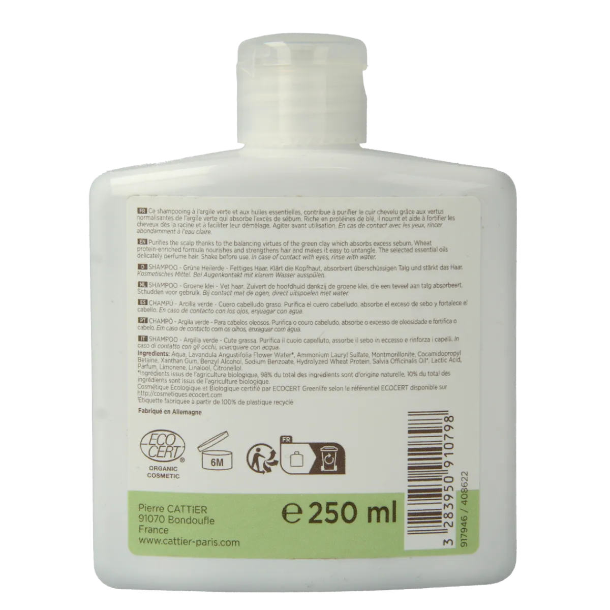 Outlet Cattier Shampoo vet haar groene klei