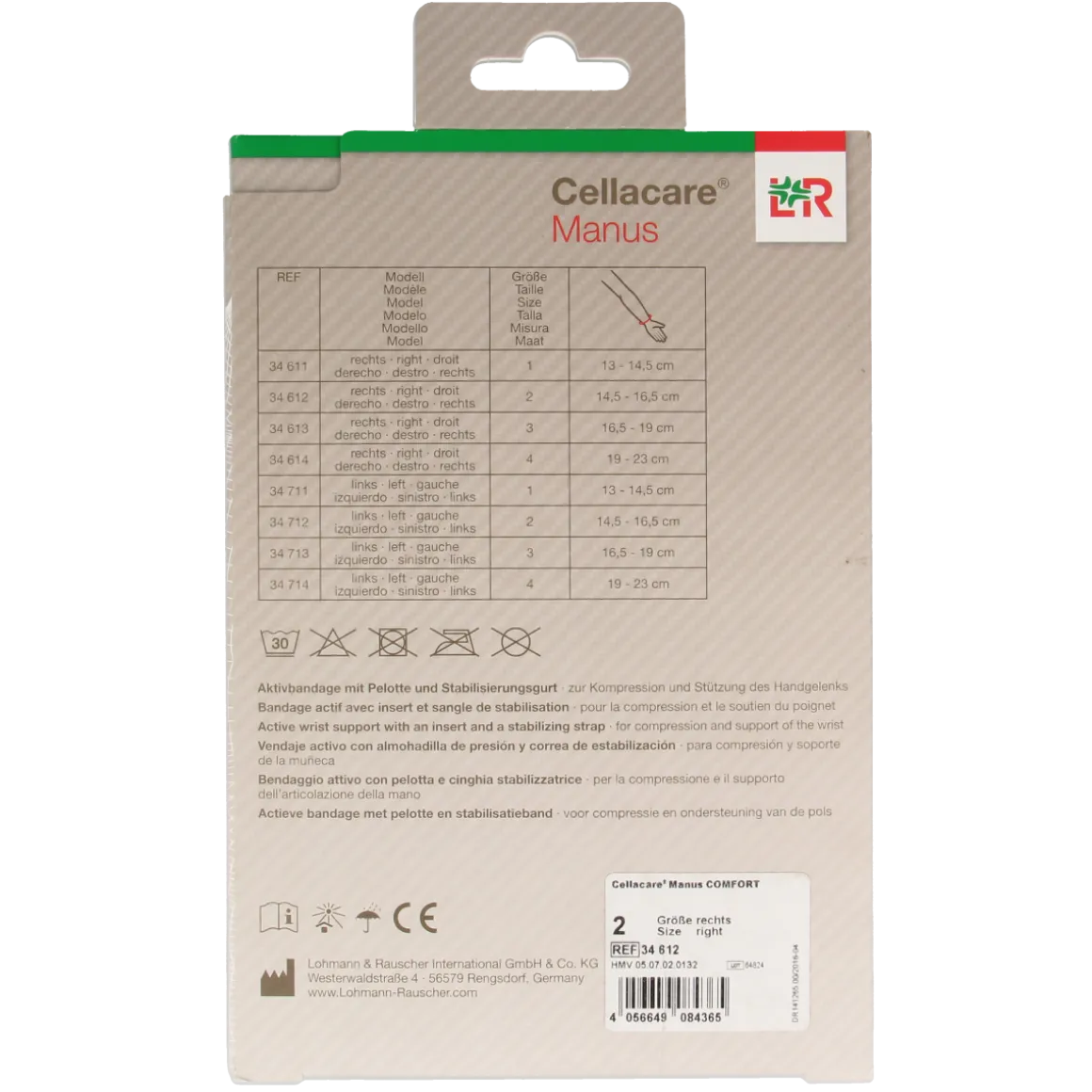 Cellacare Manus comfort polsbandage rechts maat 2