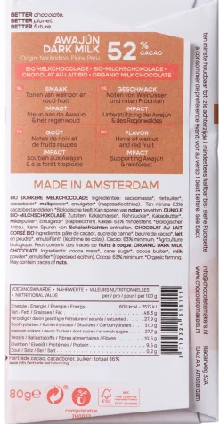 Online Chocolatemakers Awajun 52% donkere melk fairtrade bio