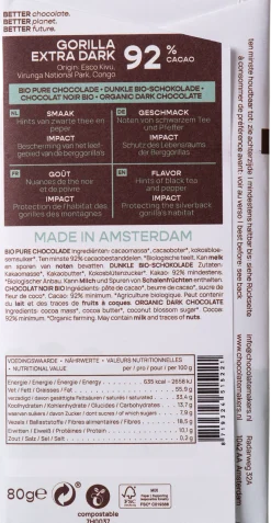 Chocolatemakers Gorilla extra puur 92% bio