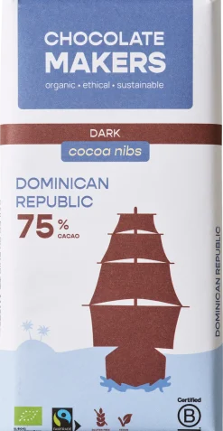 Sale Chocolatemakers Reep tres hombres 75% puur met cacaonibs bio