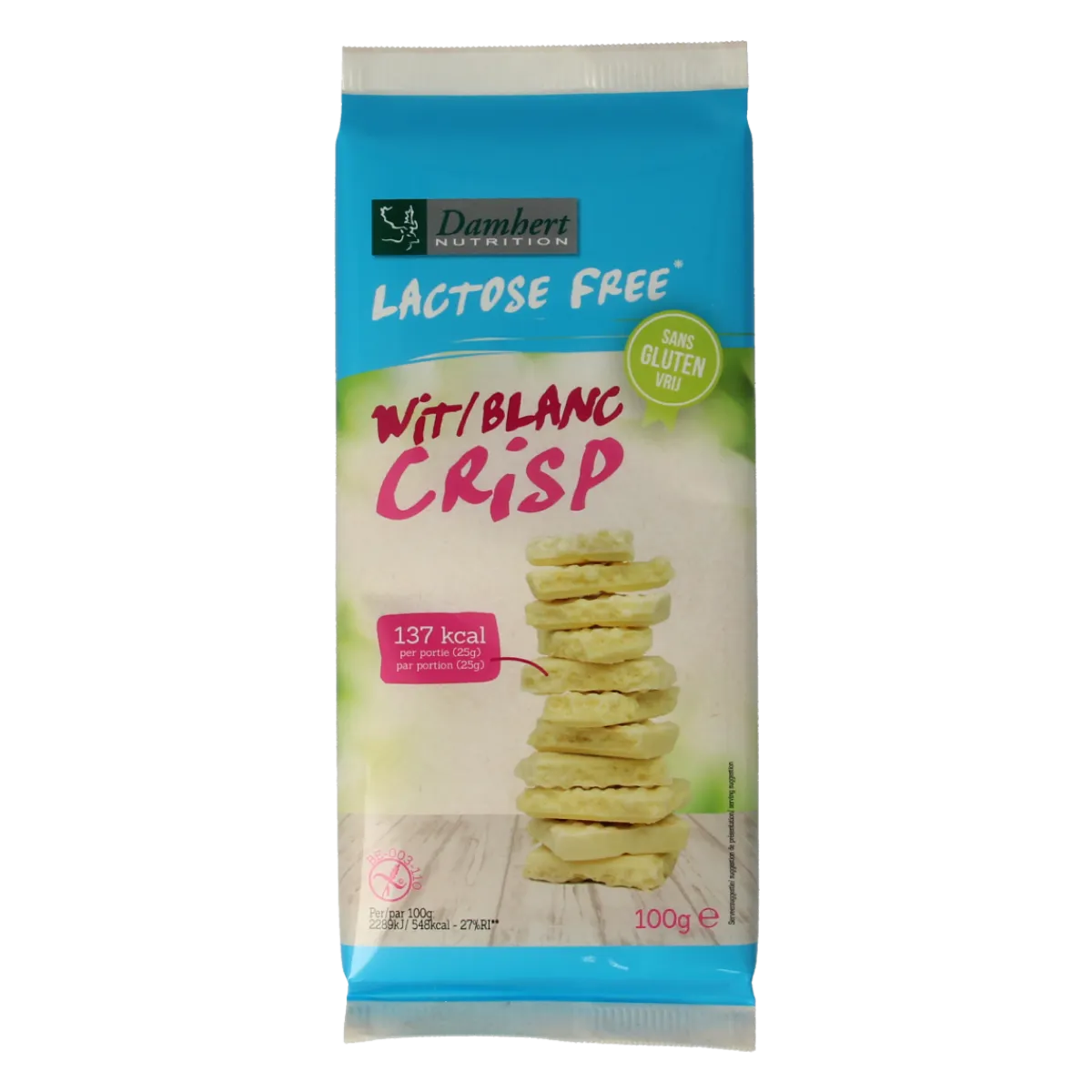 Clearance Damhert Witte chocoladetablet crisp gluten- en lactosevrij