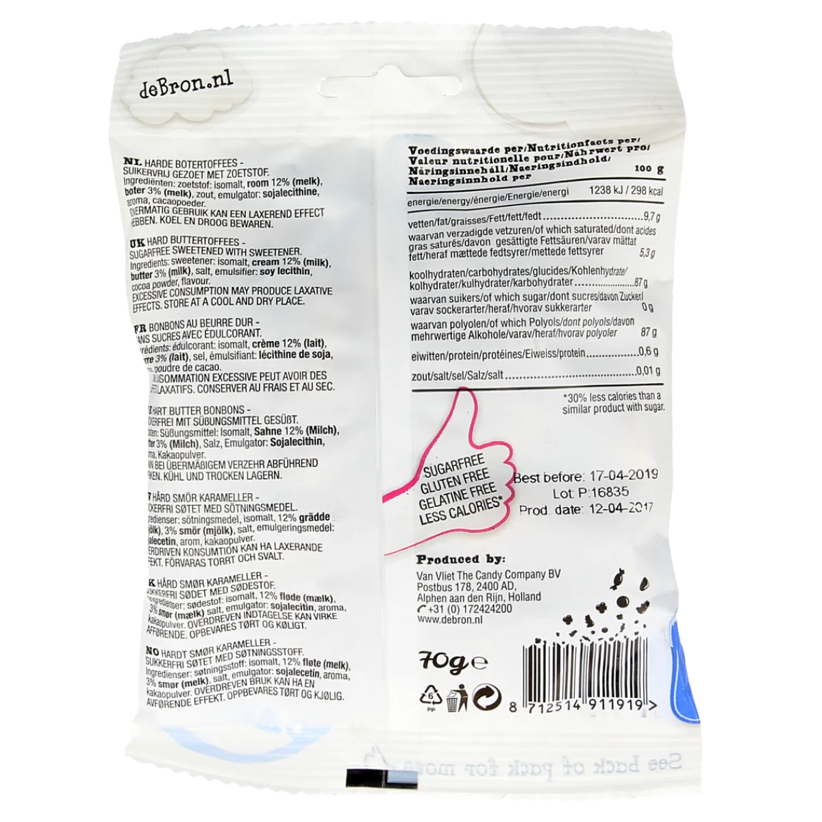 Clearance De Bron Buttertoffee suikervrij