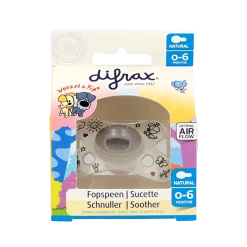 Outlet Difrax Fopspeen natural 0-6 maanden Woezel & Pip