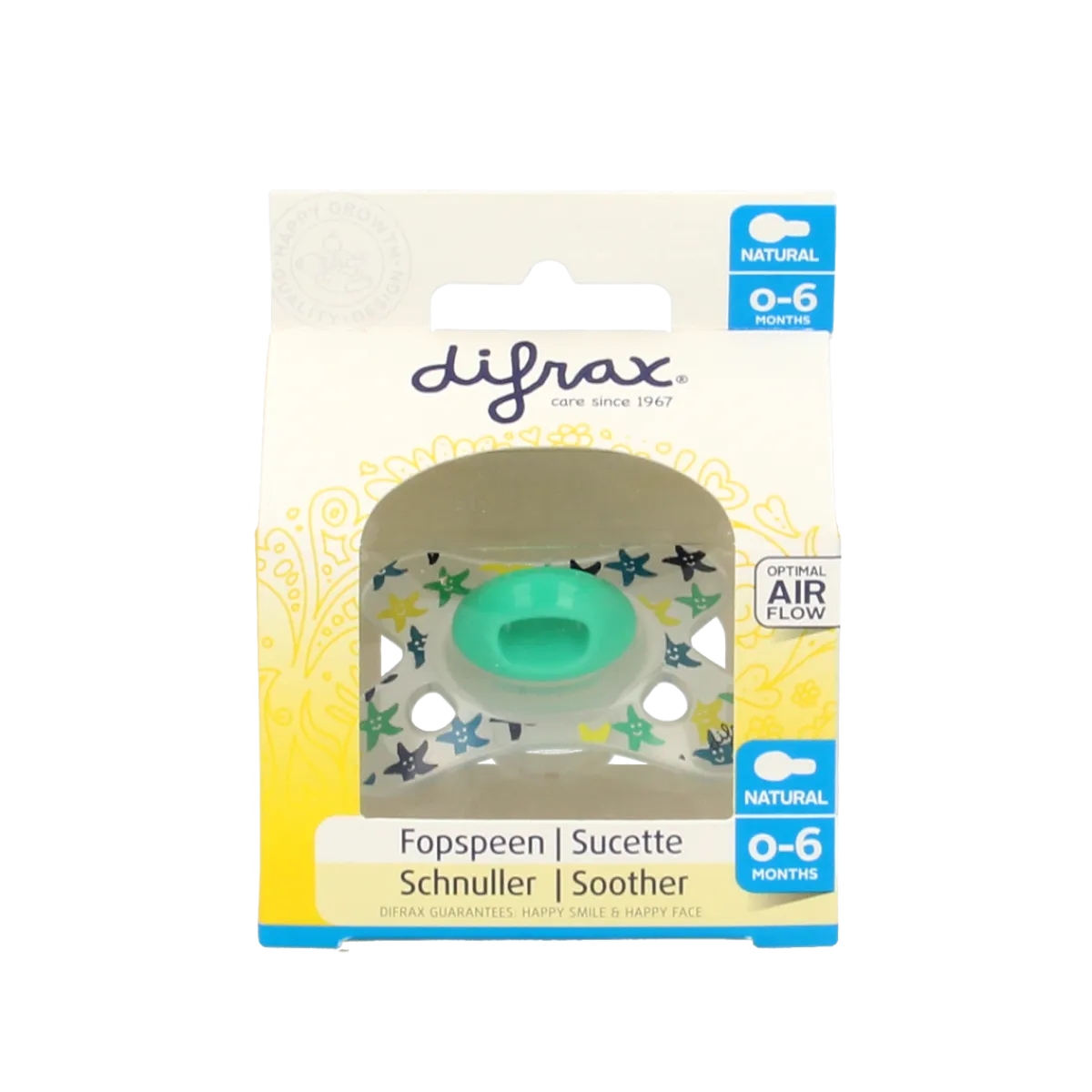 Difrax Fopspeen natural 0-6 maanden assorti