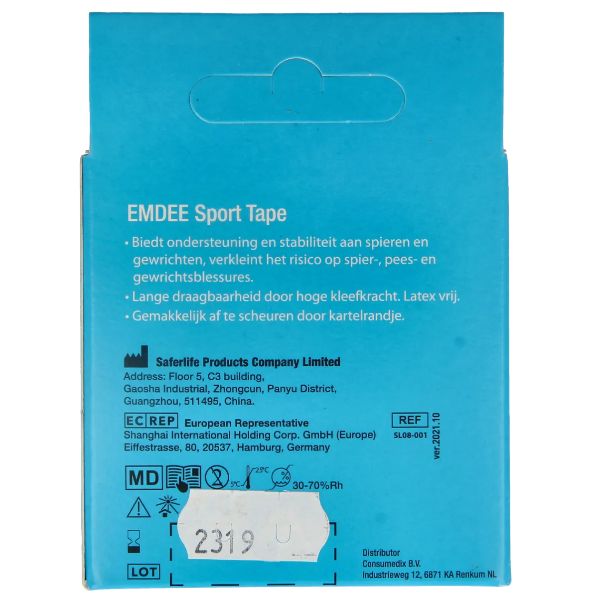 Hot Emdee Sport tape 3.8cm x 10m wit