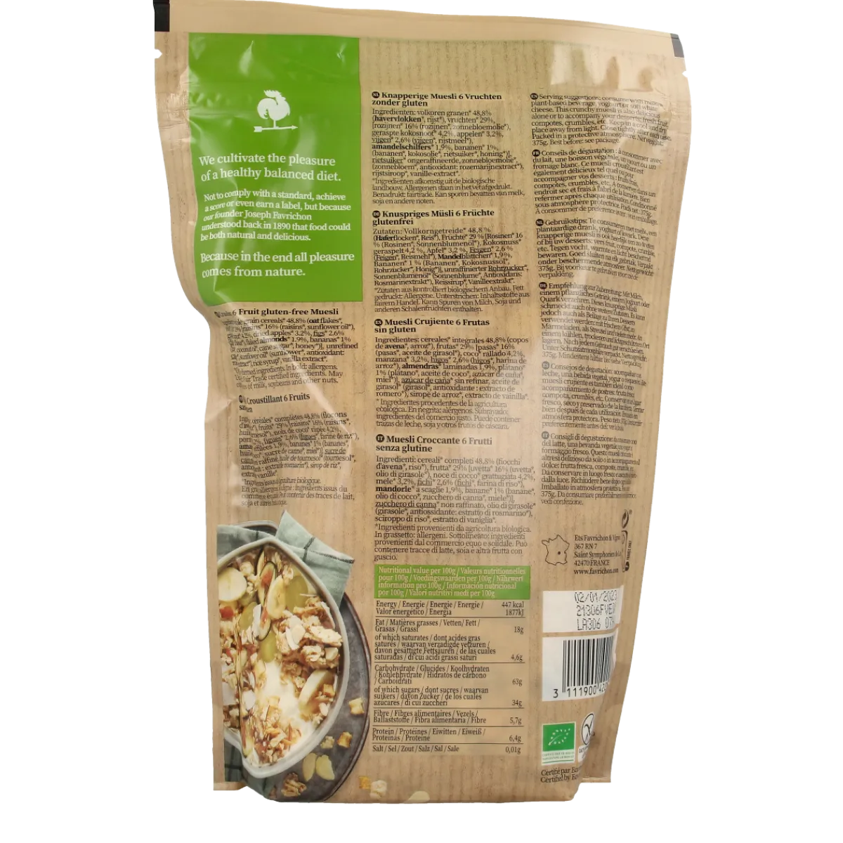 Outlet Favrichon 6 Vruchten muesli bio