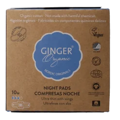 Hot Ginger Organic Maandverband nacht met vleugels
