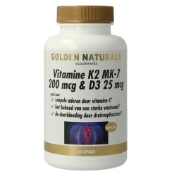Outlet Golden Naturals Vitamine K2 200mcg & D3 25mcg