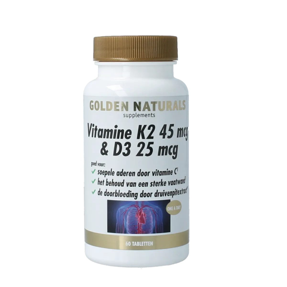 Hot Golden Naturals Vitamine K2 45mcg & D3 25mcg