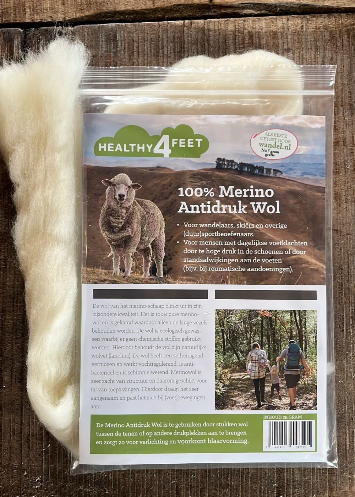 Healthy4Feet Wandel 100% Merino antidruk wol 25 + 5 gram