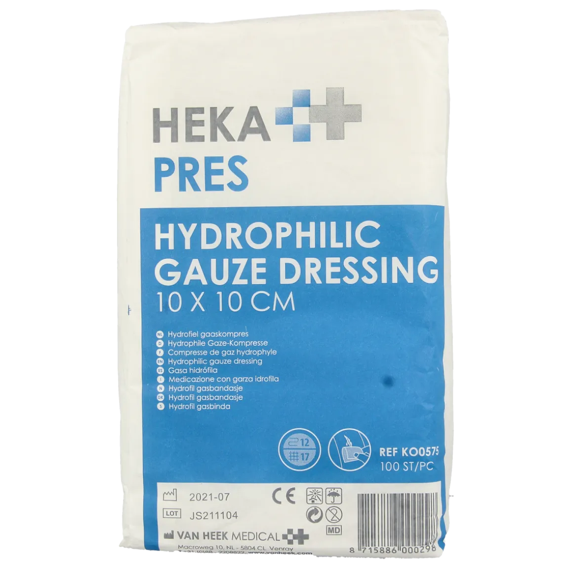 Hekapres Hydrofiele gaaskompres 10 x 10cm