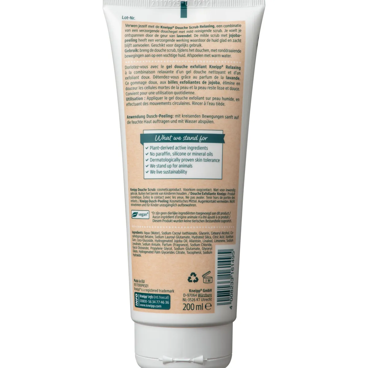 Kneipp Relaxing douche scrub lavendel en jojoba peeling