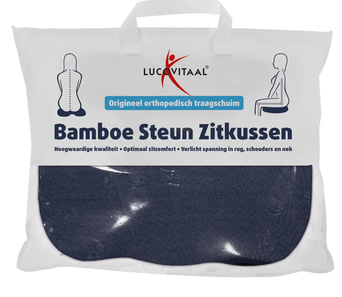 Lucovitaal Bamboe steun zitkussen blauw