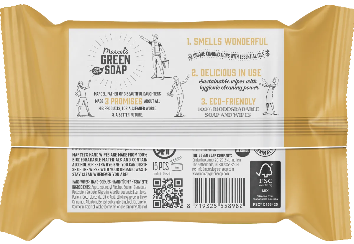 Sale Marcel's Green Soap Hand wipes vanilla & cherry blossom bio