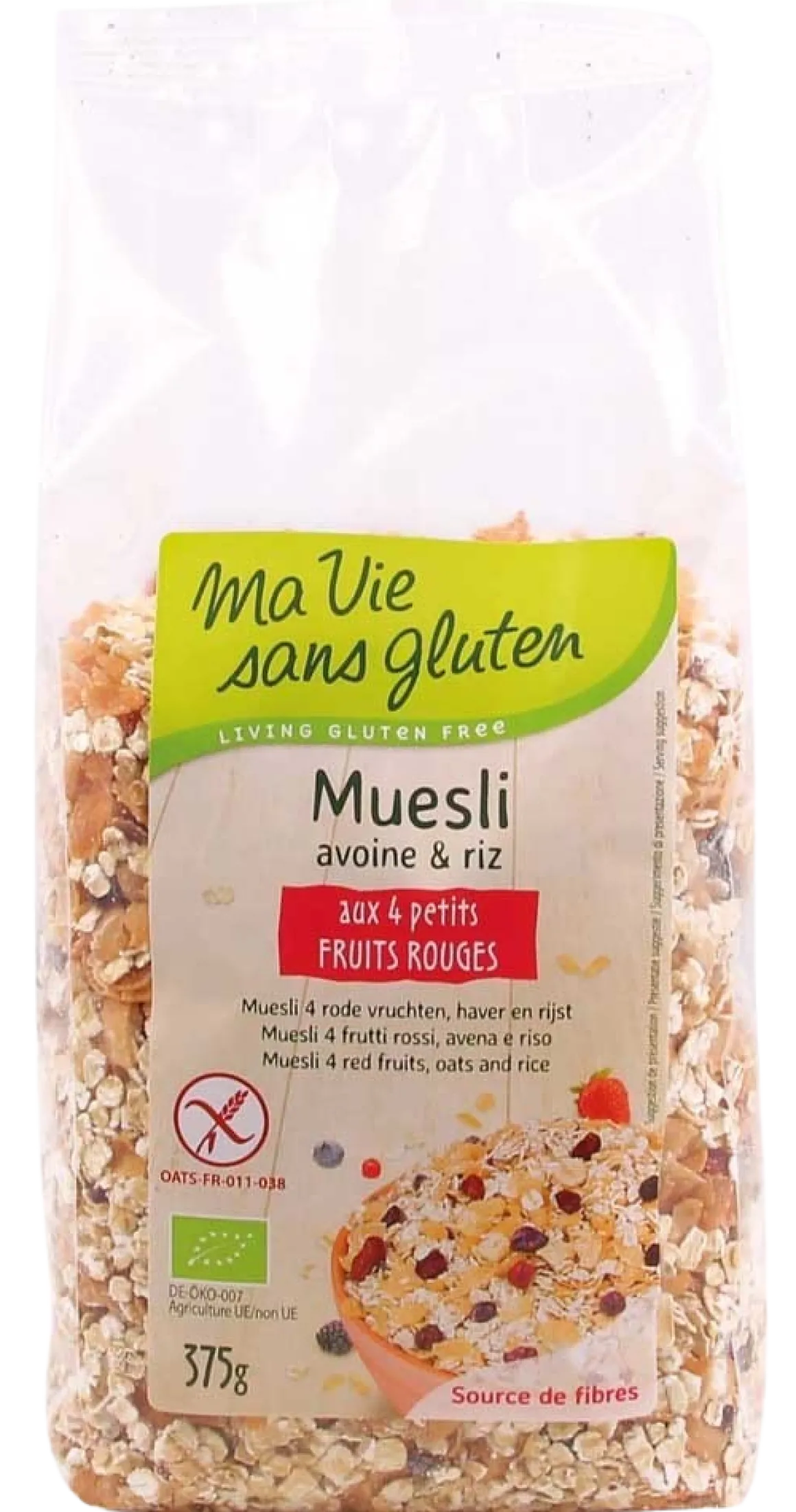 Ma Vie Sans Muesli haver/rijst 4 rode vruchten glutenvrij bio