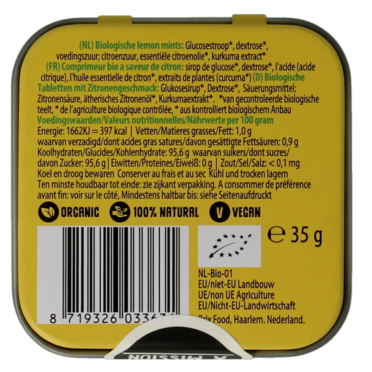 Outlet Max mints Lemon blikje vierkant bio
