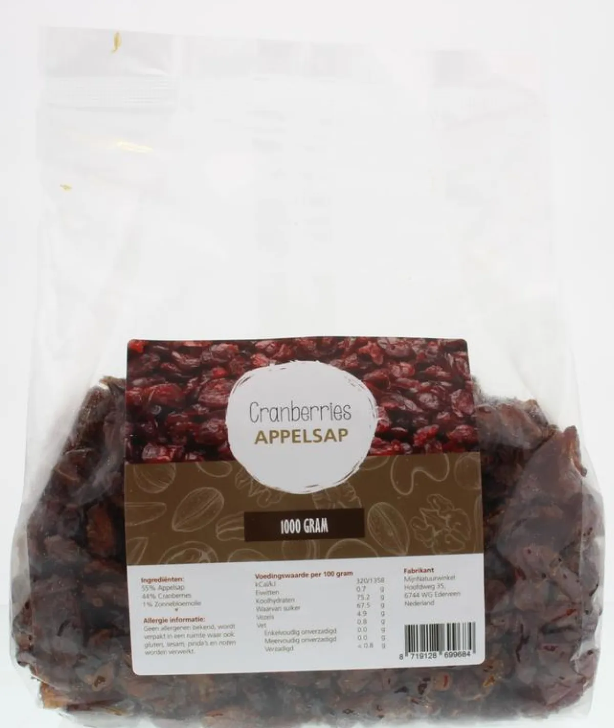 Sale MijnNatuurwinkel Cranberries gezoet met appeldiksap