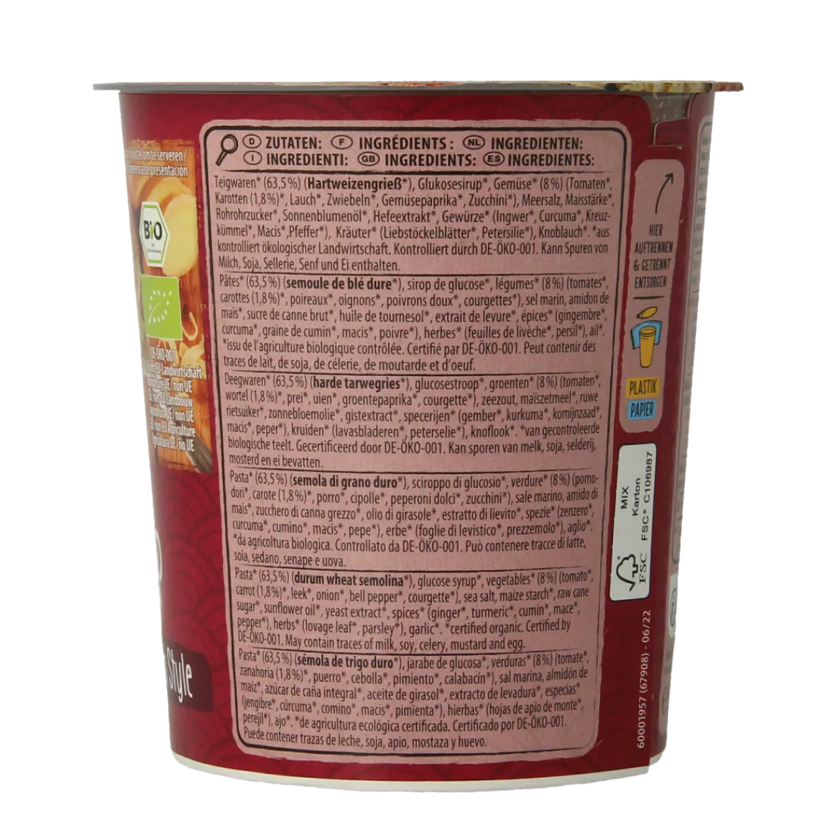 Best Natur Compagnie Cupnoodles Asia vegetable bio