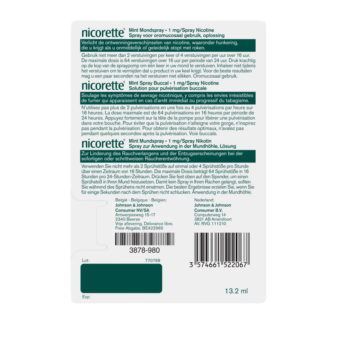 Nicorette Mondspray mint 1mg