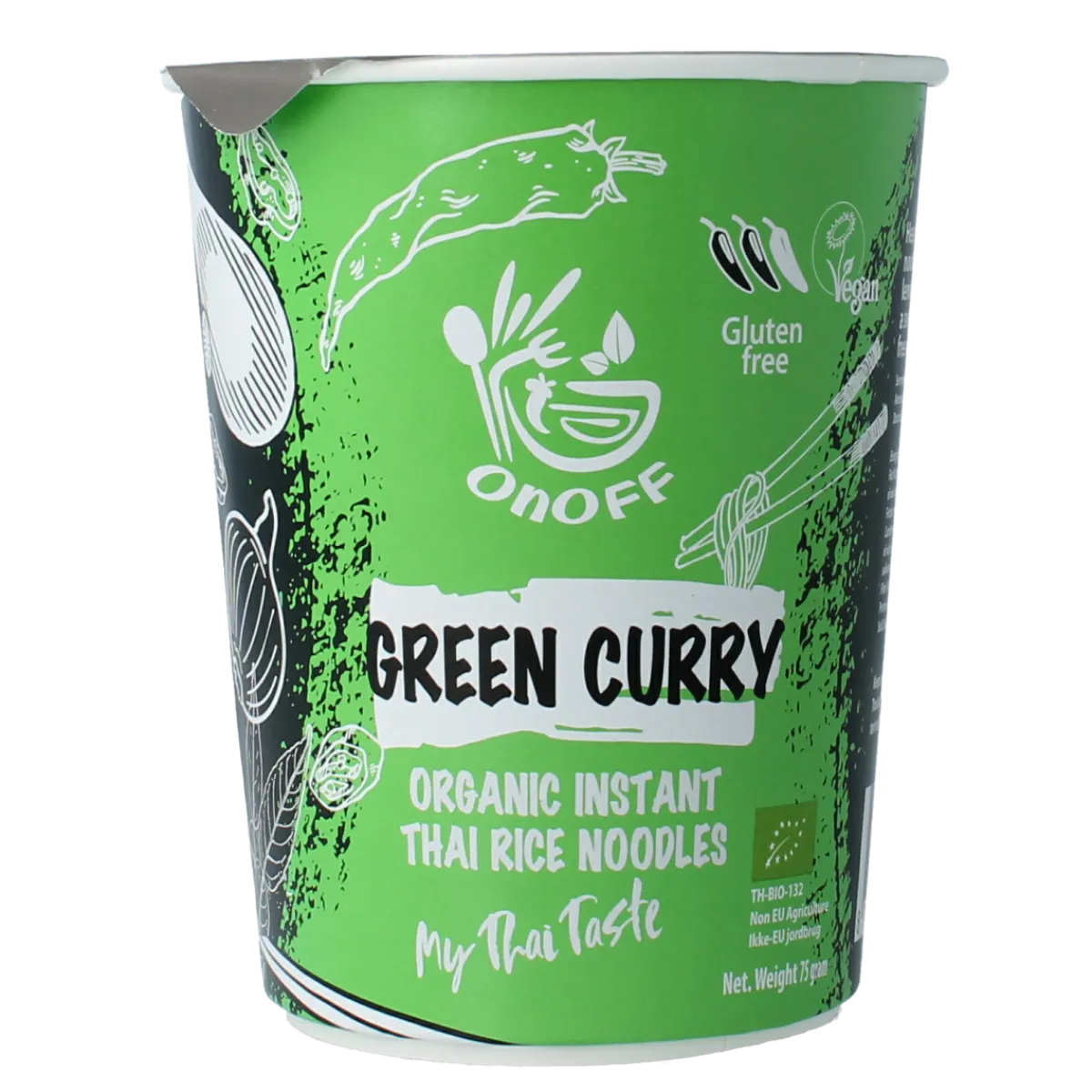 New Onoff Instant noodlesoup green curry bio