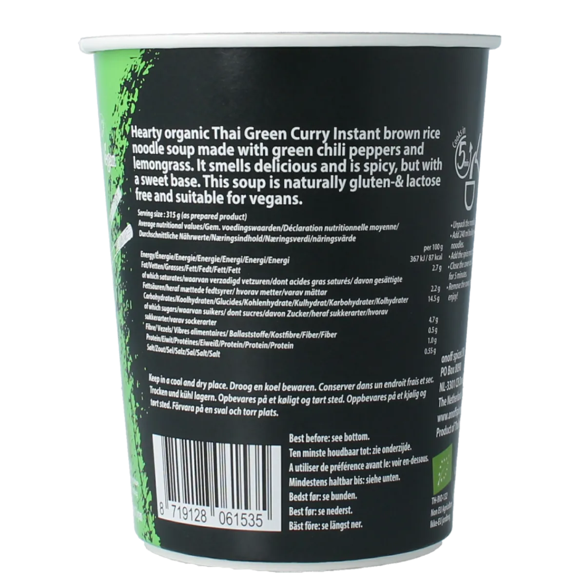 New Onoff Instant noodlesoup green curry bio