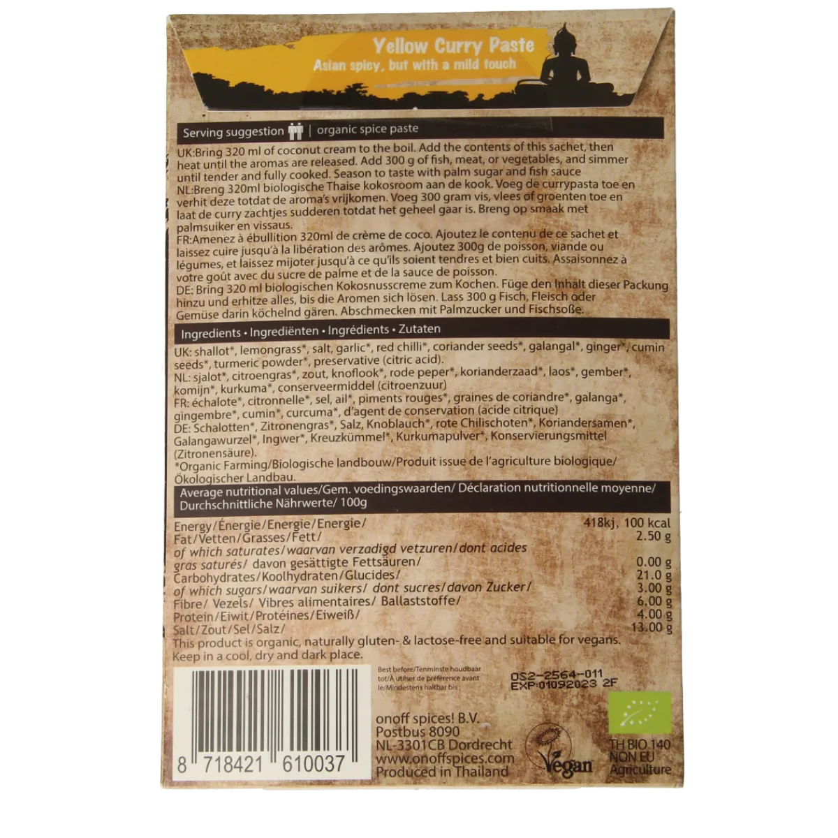 Onoff Thaise gele currypasta bio
