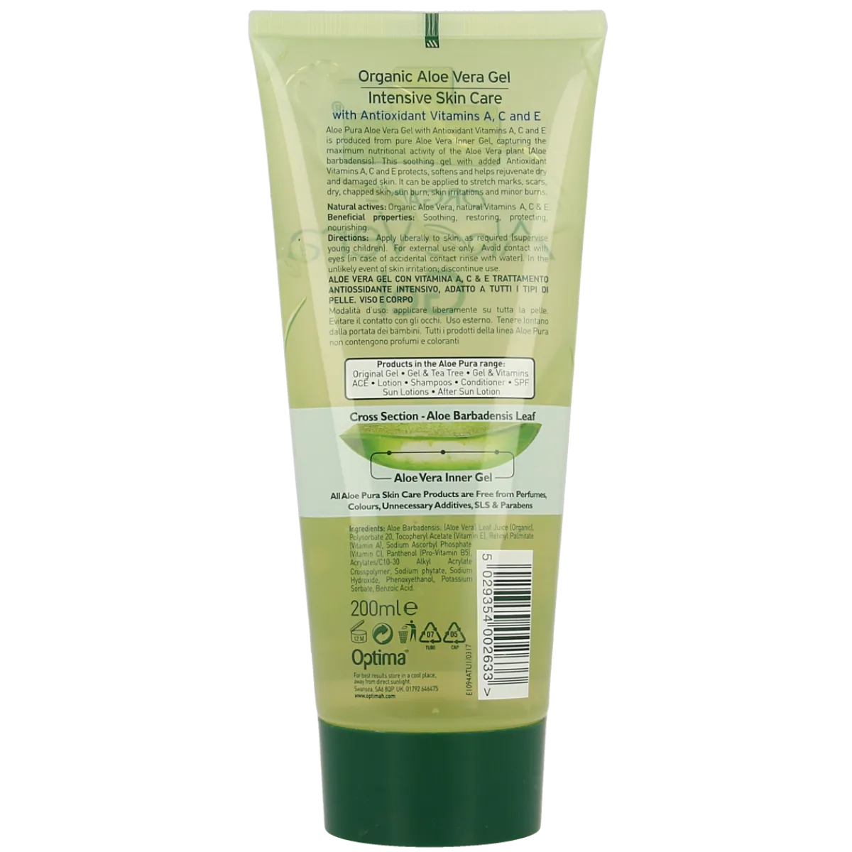 Sale Optima Aloe pura aloe vera gel organic vitamine A C E