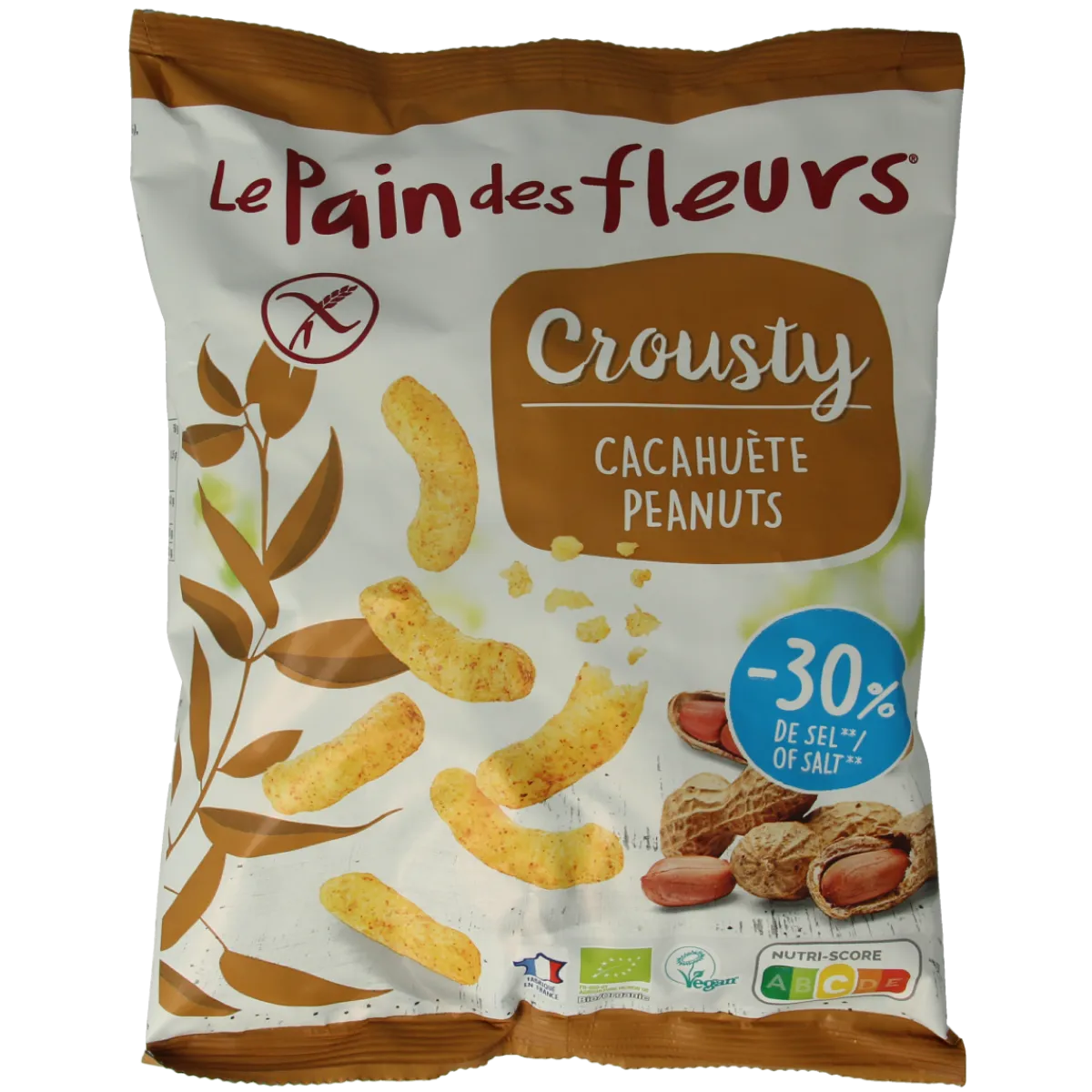 Pain Des Fleurs Chips gepoft pinda -30% zout glutenvrij vegan bio