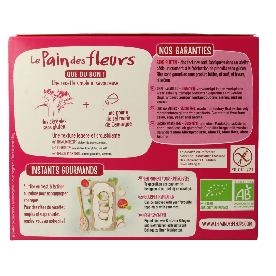 Pain Des Fleurs Krokante crackers meergranen glutenvrij bio