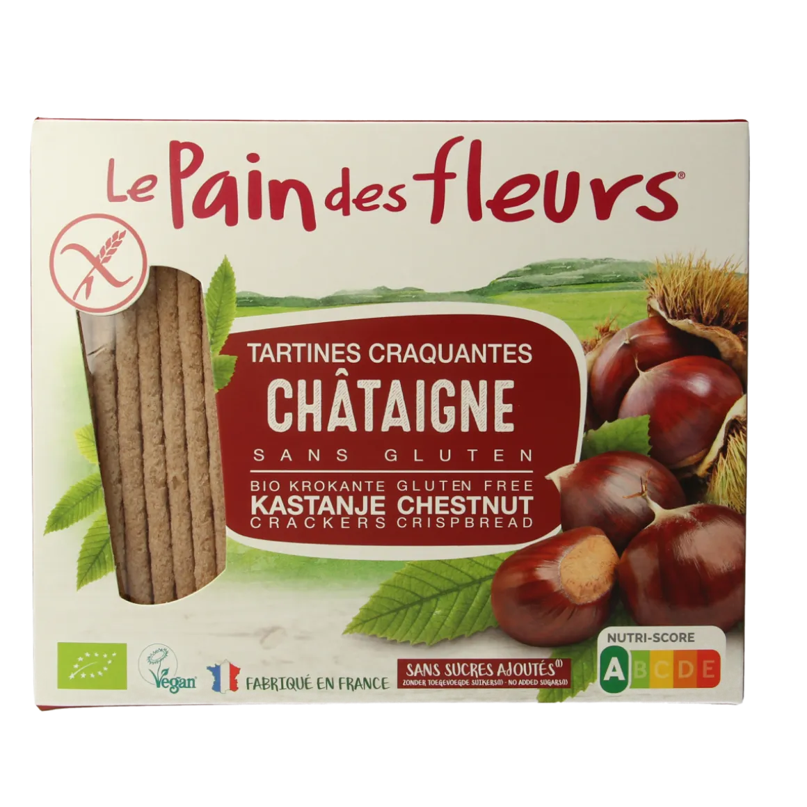 Pain Des Fleurs Krokante crackers kastanje glutenvrij bio