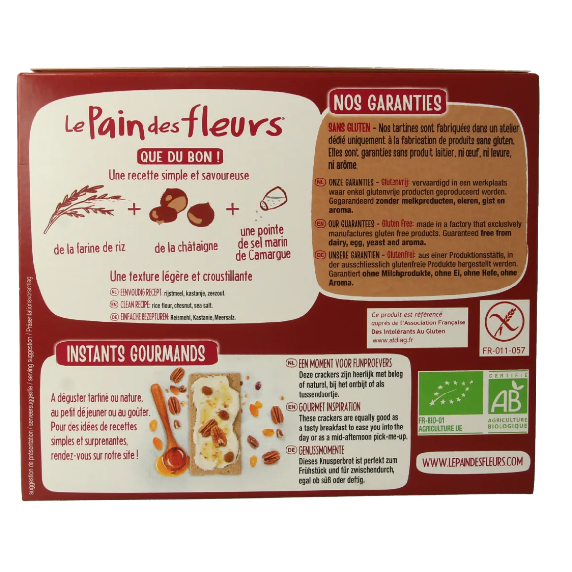 Pain Des Fleurs Krokante crackers kastanje glutenvrij bio