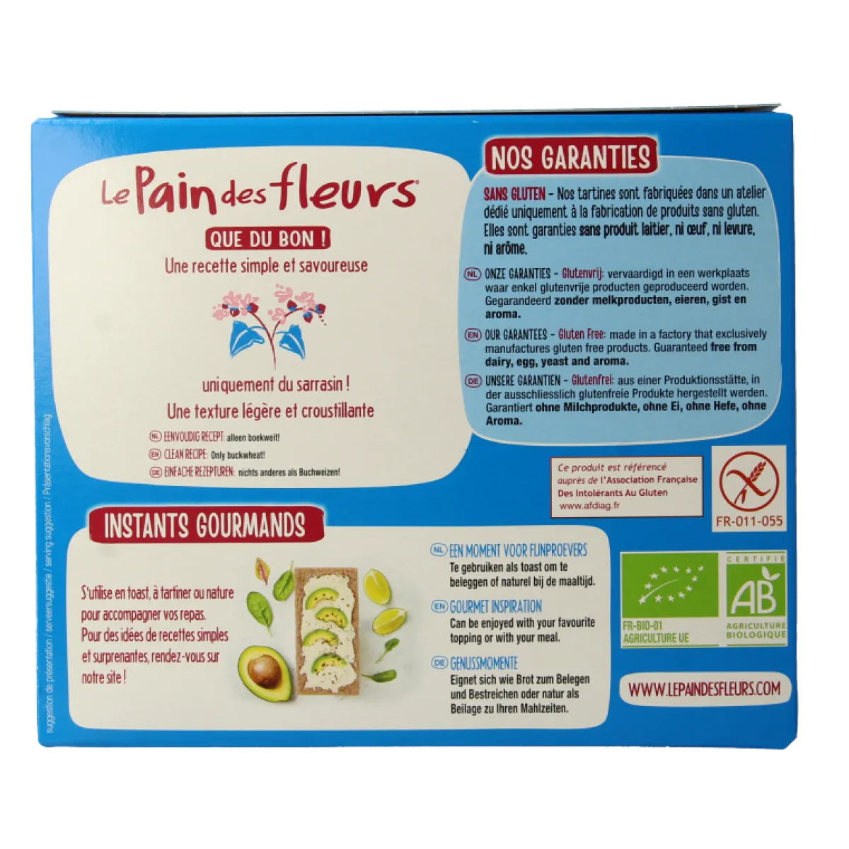 Pain Des Fleurs Krokante crackers boekweit zoutloos glutenvrij bio