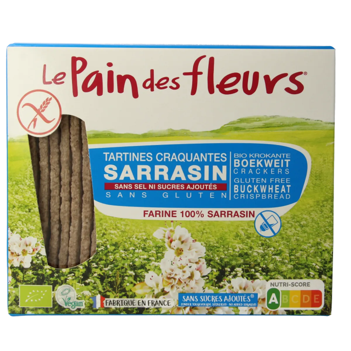 Pain Des Fleurs Krokante crackers boekweit zoutloos glutenvrij bio